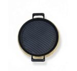 جريل شوي دائري 27 سم حديد زهر مع قاعدة خشبية - الصورة 2