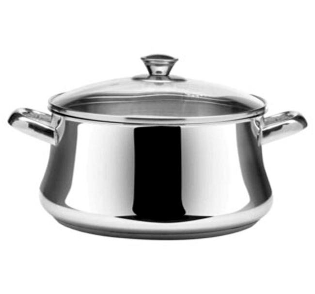 حلة زهران كلاسيك ستانلس ستيل - مقاس 28 سم مع غطاء زجاجي.