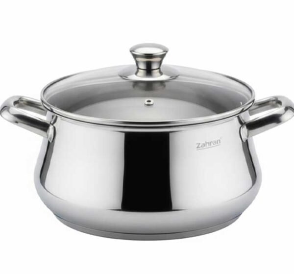 حلة زهران كلاسيك ستانلس ستيل - مقاس 30 سم بغطاء زجاجي