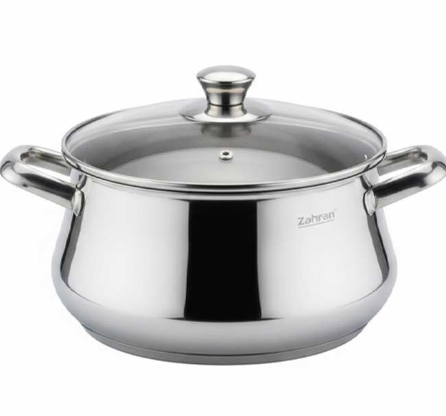 حلة زهران كلاسيك ستانلس ستيل - مقاس 30 سم بغطاء زجاجي