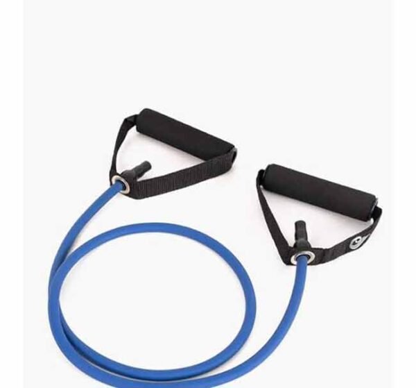 حبل مقاومة مطاطي بمقبضين – لون أزرق (مستوى مقاومة قوي) لتمارين بناء العضلات