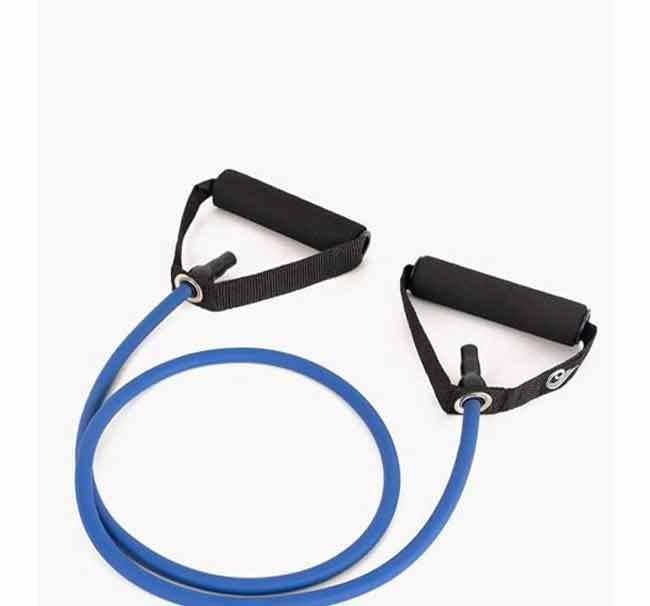 حبل مقاومة مطاطي بمقبضين – لون أزرق (مستوى مقاومة قوي) لتمارين بناء العضلات