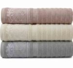 طقم فوط الميراج مطرز - 3 قطع - قطن 100% - تصميمات عصرية وألوان جذابة