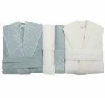 طقم برنس حمام ريلاكس جوبير فاخر - 8 قطع قطن 100% - مطرز بالجوبير الفرنسي