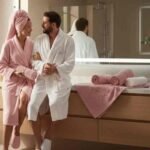 طقم برنس حمام كارما (موديل نسمة) - قطن فاخر - تصميم عصري بألوان هادئة