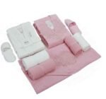 طقم برنس حمام كارما (موديل نسمة) - قطن فاخر - تصميم عصري بألوان هادئة