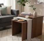 طقم ترابيزات متداخلة 3 قطع (نستنج) - خشب MDF عالي الجودة - تصميم عصري موفر للمساحة