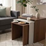 طقم ترابيزات متداخلة 3 قطع (نستنج) - خشب MDF عالي الجودة - تصميم عصري موفر للمساحة