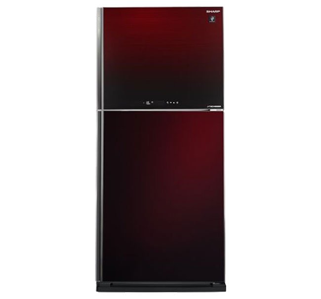 ثلاجة شارب انفرتر نوفروست 480 لتر - موديل SJ-GV63G-RD - باب زجاجي أحمر ملكي - تكنولوجيا بلازما كلاستر