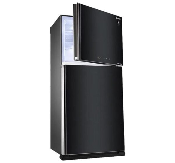 ثلاجة شارب نوفروست - سعة 450 لتر - باب زجاج أسود - تكنولوجيا البلازما كلاستر - موديل SJ-GV58G-BK