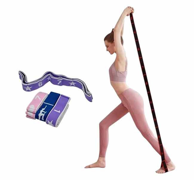 حزام تمارين الجمباز والمقاومة المقسم (12 خانة) من الشهاب – استيك مطاطي لتمارين الإطالة والمرونة