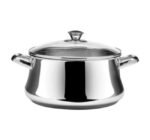 حلة زهران كلاسيك ستانلس ستيل - مقاس 28 سم مع غطاء زجاجي.