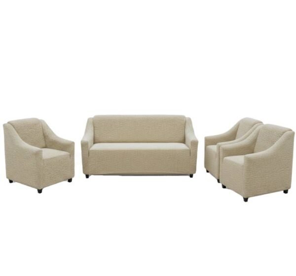 طقم كسوة انتريه أبو مازن جاكار كريب - 4 قطع (كنبة + 3 كراسي) - خامة ليكرا مطاطية