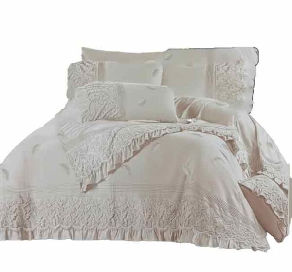 طقم سرير زهرة (Zahra Home Collection) موديل B114 - قطن 100% مطرز بالجوبير الفاخر