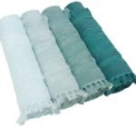 طقم فوط الفايد قطن 100% - 4 قطع - تدرج ألوان الزيتي والمينت جرين - علبة هدايا راقية