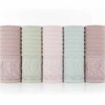 طقم فوط الميراج مطرز فائق الجودة - 5 قطع - قطن 100% - موديلات عرائس ملكية