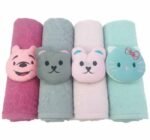 طقم فوط الندى للأطفال - 4 قطع - قطن 100% ناعم جداً - رسومات كرتونية مبهجة وألوان زاهية