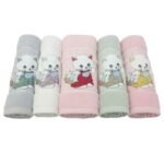 طقم فوط تيفولي (تطريز القطة) - 5 قطع - قطن 100% - ألوان مبهجة وتصميم كلاسيكي