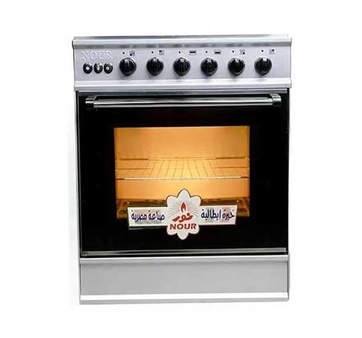 بوتاجاز -نور - 4 شعلة - مقاس 55×55 سم - ستانلس ستيل مع فرن وشواية ومجموعة كماليات كاملة