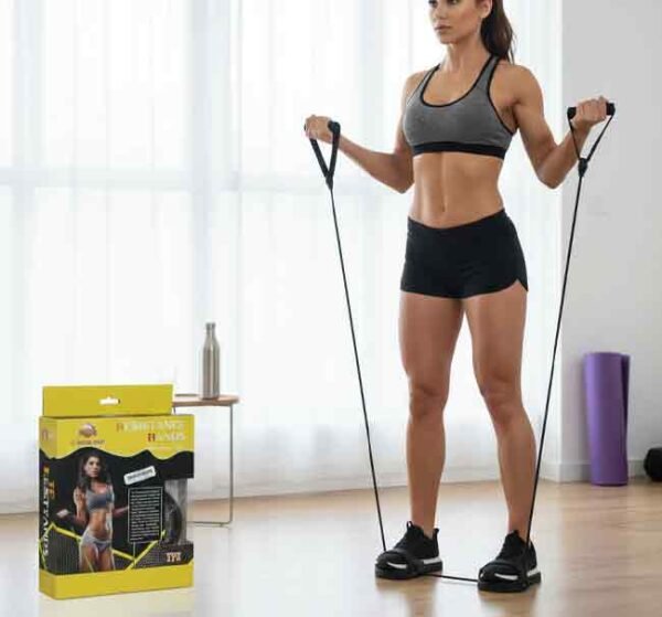 أستيك مقاومة أسود (TPE) بمقبضين